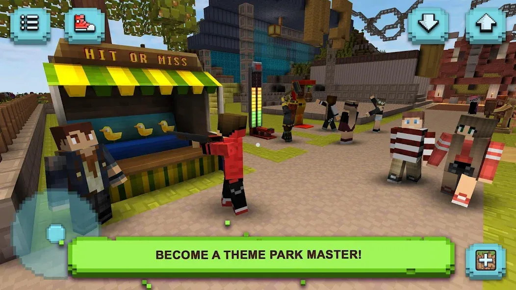 Скачать взломанную Theme Park Craft: Build & Ride  [МОД Unlocked] — полная версия apk на Андроид screen 1