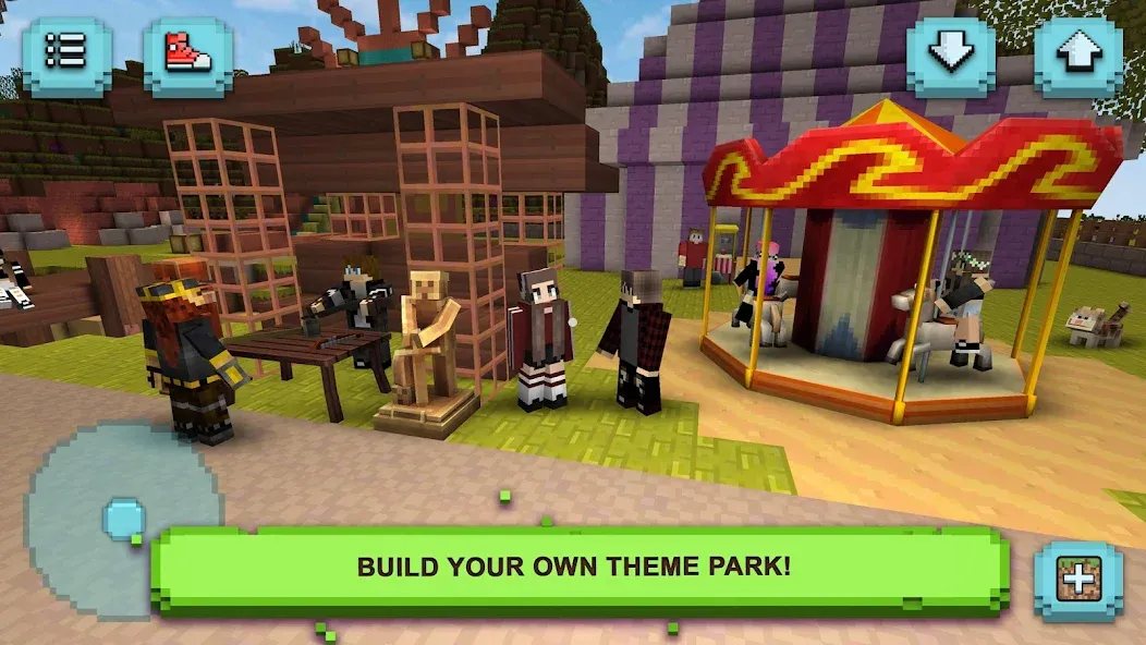Скачать взломанную Theme Park Craft: Build & Ride  [МОД Unlocked] — полная версия apk на Андроид screen 2