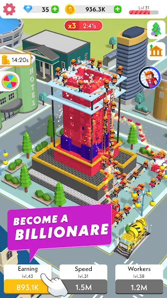 Взломанная Idle Construction 3D (Айдл Конструкшн 3Д)  [МОД Все открыто] — последняя версия apk на Андроид screen 1