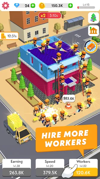 Взломанная Idle Construction 3D (Айдл Конструкшн 3Д)  [МОД Все открыто] — последняя версия apk на Андроид screen 3