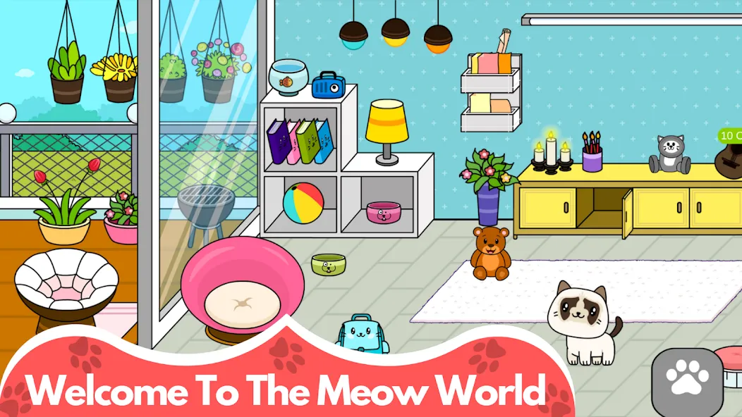 Скачать взломанную My Cat Town — Cute Kitty Games  [МОД Все открыто] — стабильная версия apk на Андроид screen 1