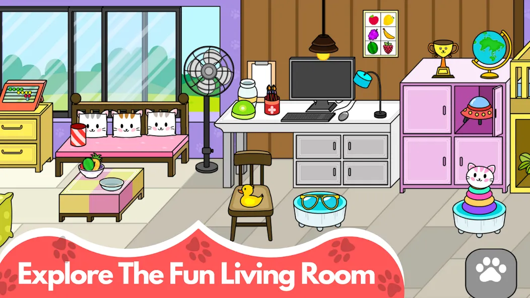 Скачать взломанную My Cat Town — Cute Kitty Games  [МОД Все открыто] — стабильная версия apk на Андроид screen 2