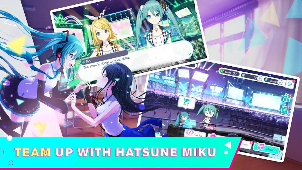 Скачать взломанную HATSUNE MIKU: COLORFUL STAGE! (Хацуне Мику)  [МОД Все открыто] — полная версия apk на Андроид screen 1