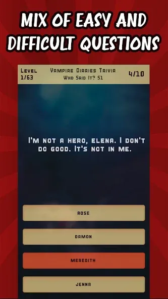 Скачать взлом Vampire Diaries Quiz Trivia (Вампирские дневники викторина виктрия)  [МОД Все открыто] — полная версия apk на Андроид screen 4