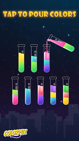 Скачать взломанную Colorpuz — Water Sort Puzzle (Колорпаз)  [МОД Бесконечные монеты] — стабильная версия apk на Андроид screen 1