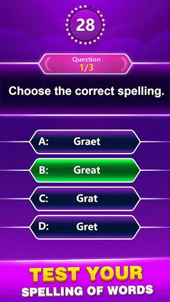 Взлом Spelling Quiz — Word Trivia (Спеллинг Квиз)  [МОД Меню] — стабильная версия apk на Андроид screen 1