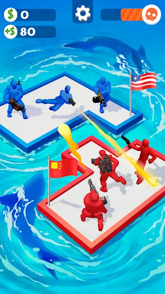 Взломанная War of Rafts: Crazy Sea Battle (Война плотов)  [МОД Много денег] — последняя версия apk на Андроид screen 2